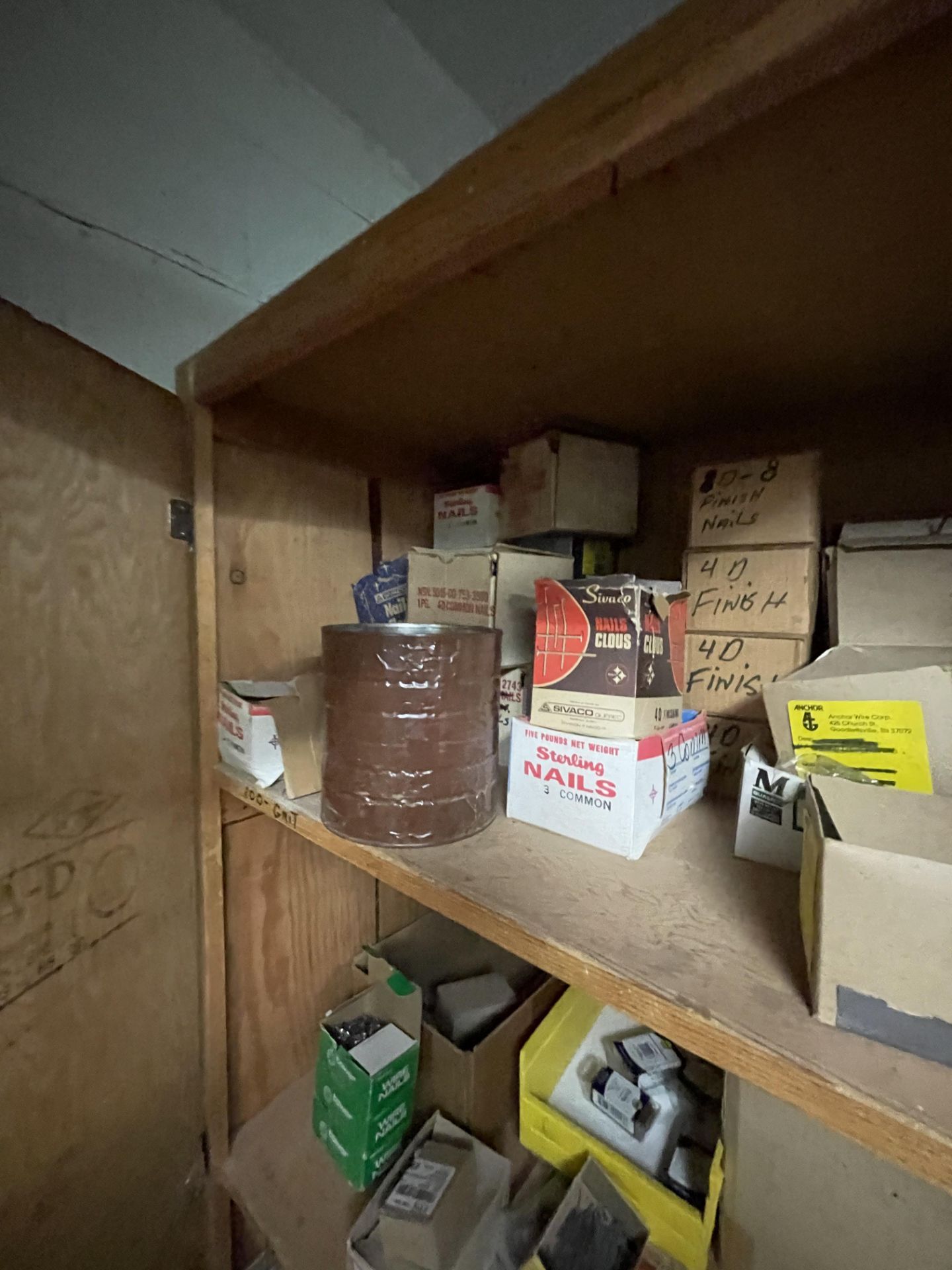 WOODEN STORAGE CABINET, INCLUDES ASSORTED HARDWARE (HISTORIC ITEM MADE IN SHOP) 72''W x38''L x 22''D - Image 6 of 14