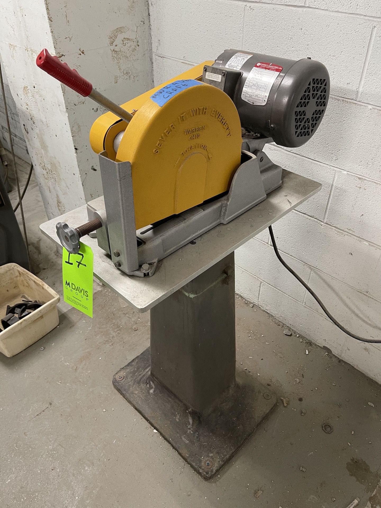 EVERETT 10'' METAL CUTTER, S/N 09-2026, 3 HP MOTOR, 3450 RPM, 208-230/460 V (Non-Negotiable Rigging, - Image 3 of 6
