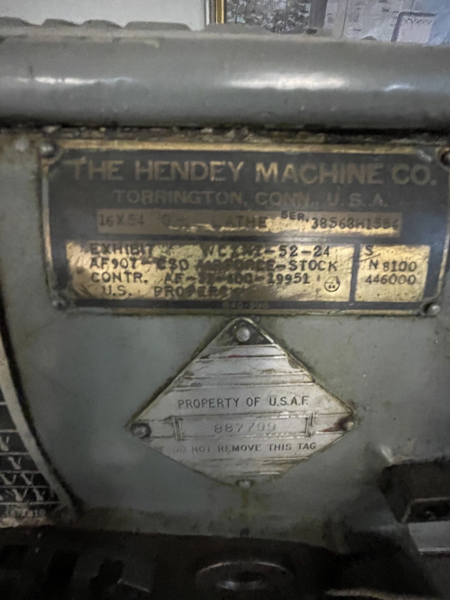 HENDEY LATHE, MODEL 16 x 54 G.H., S/N 38568H1554 (PREVIOUSLY OPERATED ON A NAVY SHIP) (Non- - Image 3 of 18
