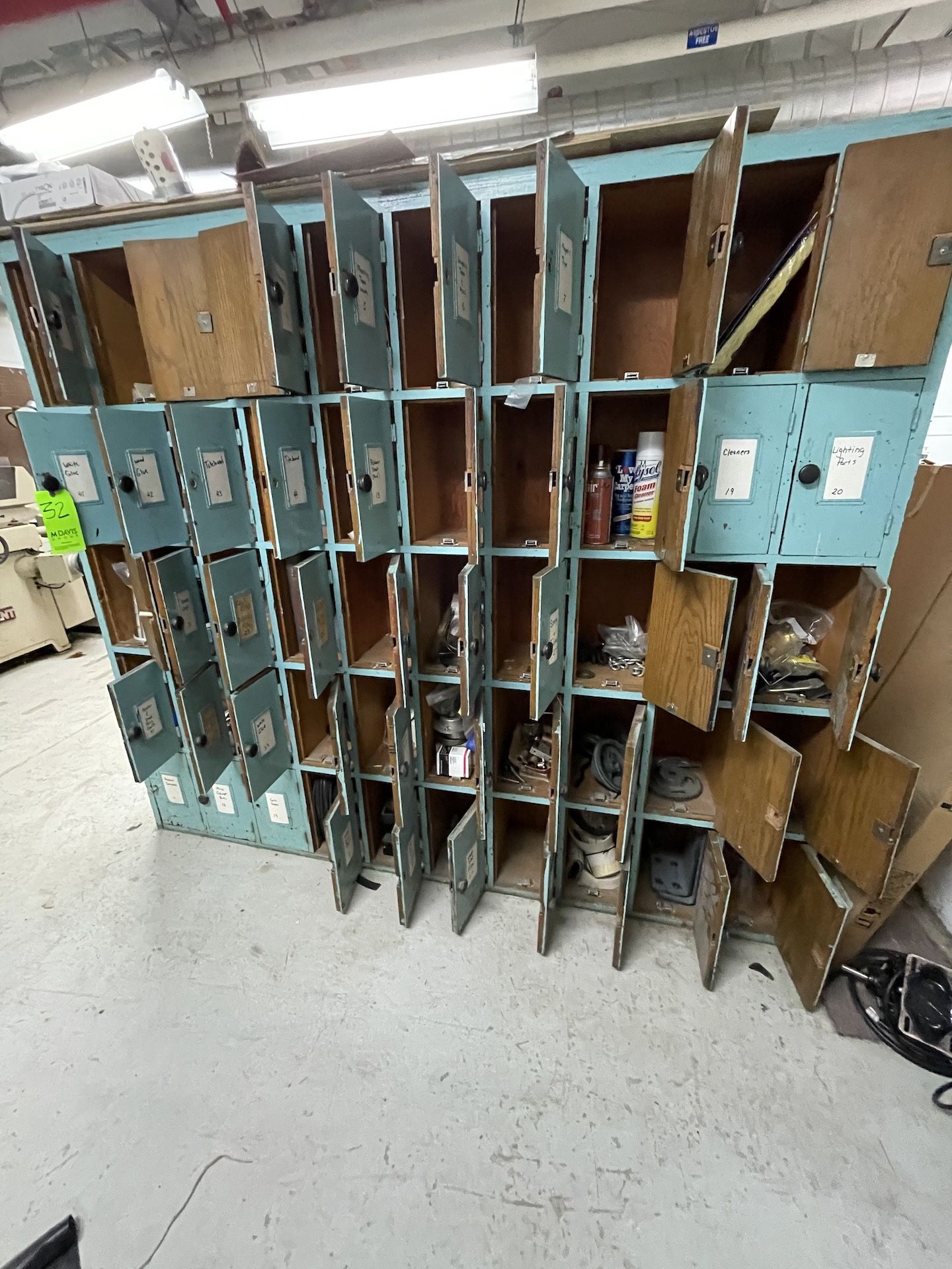 MACHINE & WOOD SHOP 50-COMPARTMENT STORAGE CABINET, DOORS OF CABINET MADE OF OAK, INCLUDES - Image 24 of 31