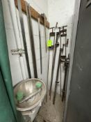 ASSORTED WOODWORKING TOOLS, INCLUDING (5) CLAMPS AND (4) METAL RULERS (Non-Negotiable Rigging,