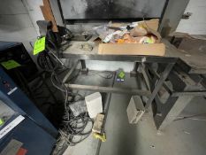 (2) WELDING TABLES, (1) TABLE MOUNTED VICE, (1) EXHAUST HOOD, (1) APROX. 4' W, (1) APPROX. 40" W (