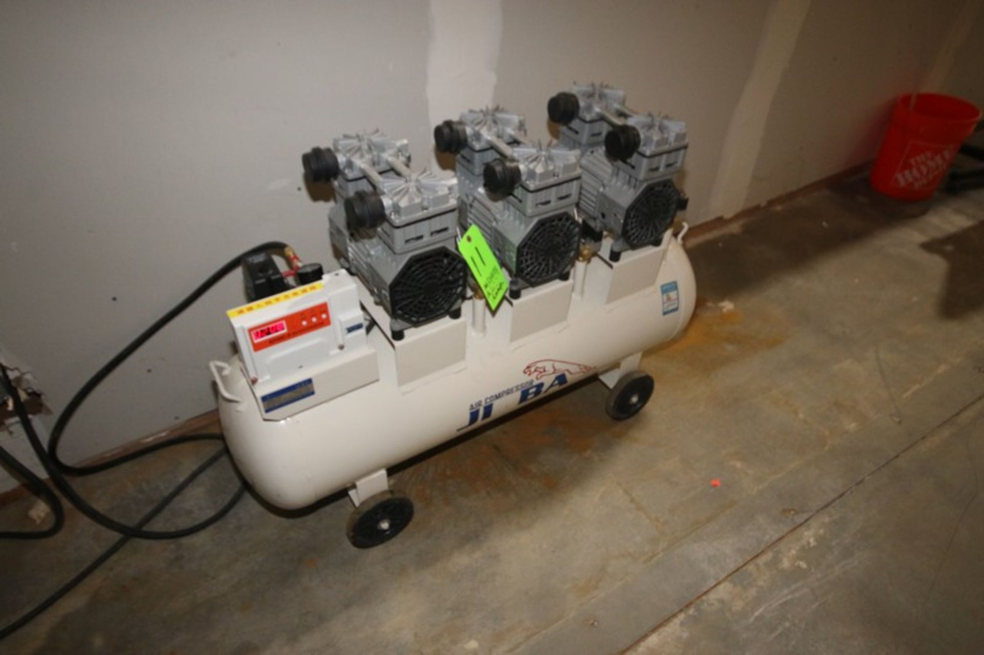 JI VA Air Compressor, with (3) Top Mounted Heads, with Horizontal Receiver, Mounted on Wheels ( - Image 2 of 7