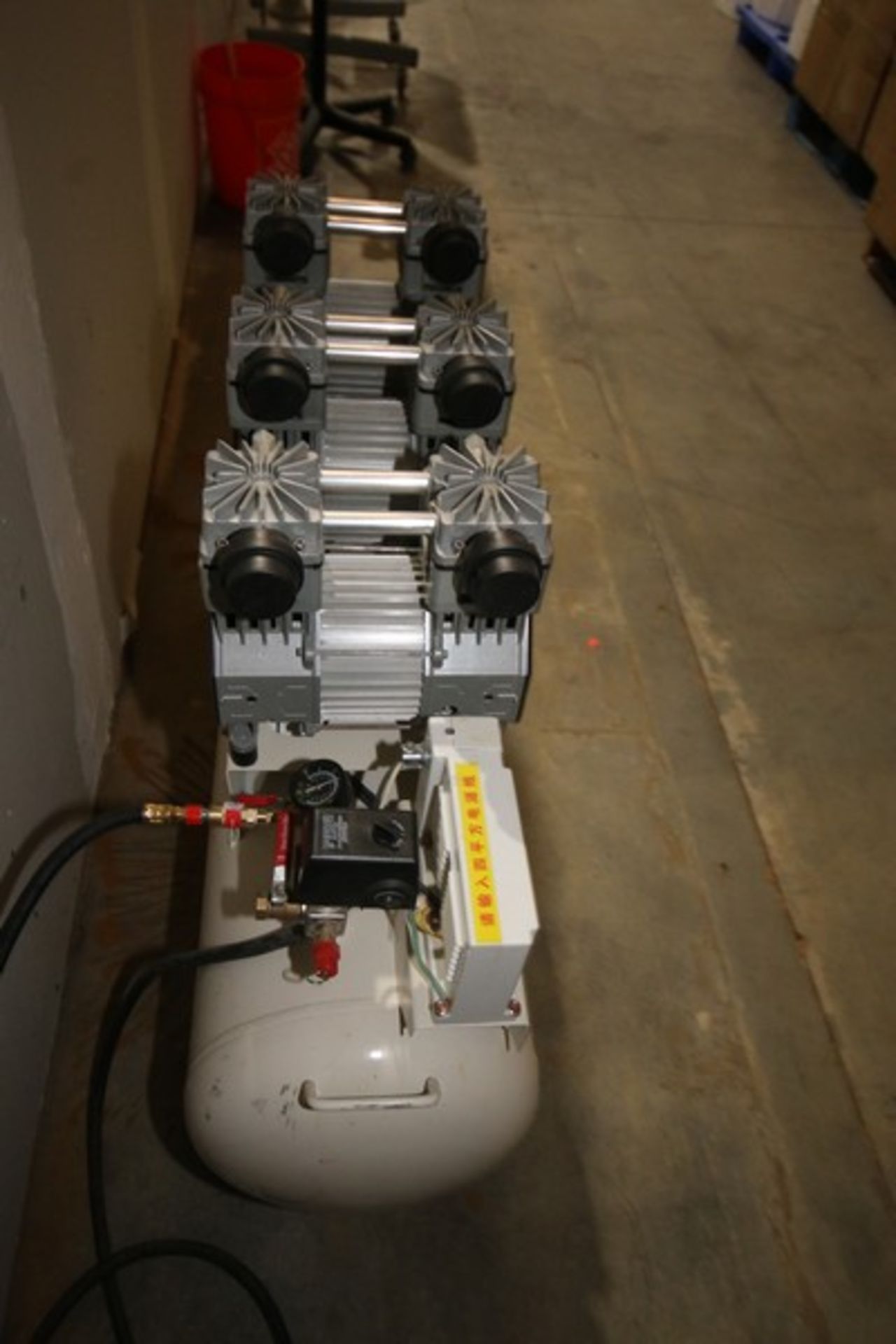 JI VA Air Compressor, with (3) Top Mounted Heads, with Horizontal Receiver, Mounted on Wheels ( - Image 7 of 7