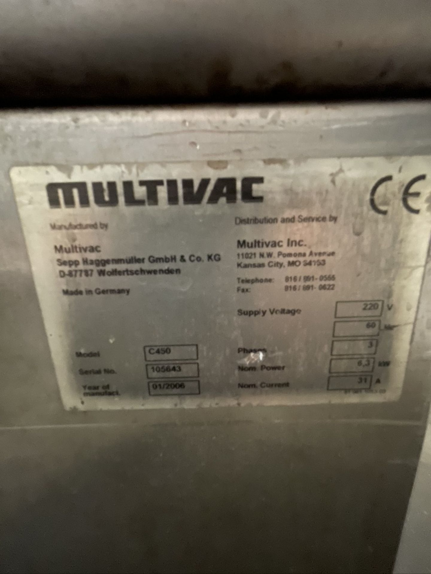 MULTIVAC CHAMBER SEALER, MODEL C450,S/N 105643, CHAMBER APPROX. 26" X 22", ONBOARD VACUUM PUMP, - Image 23 of 23