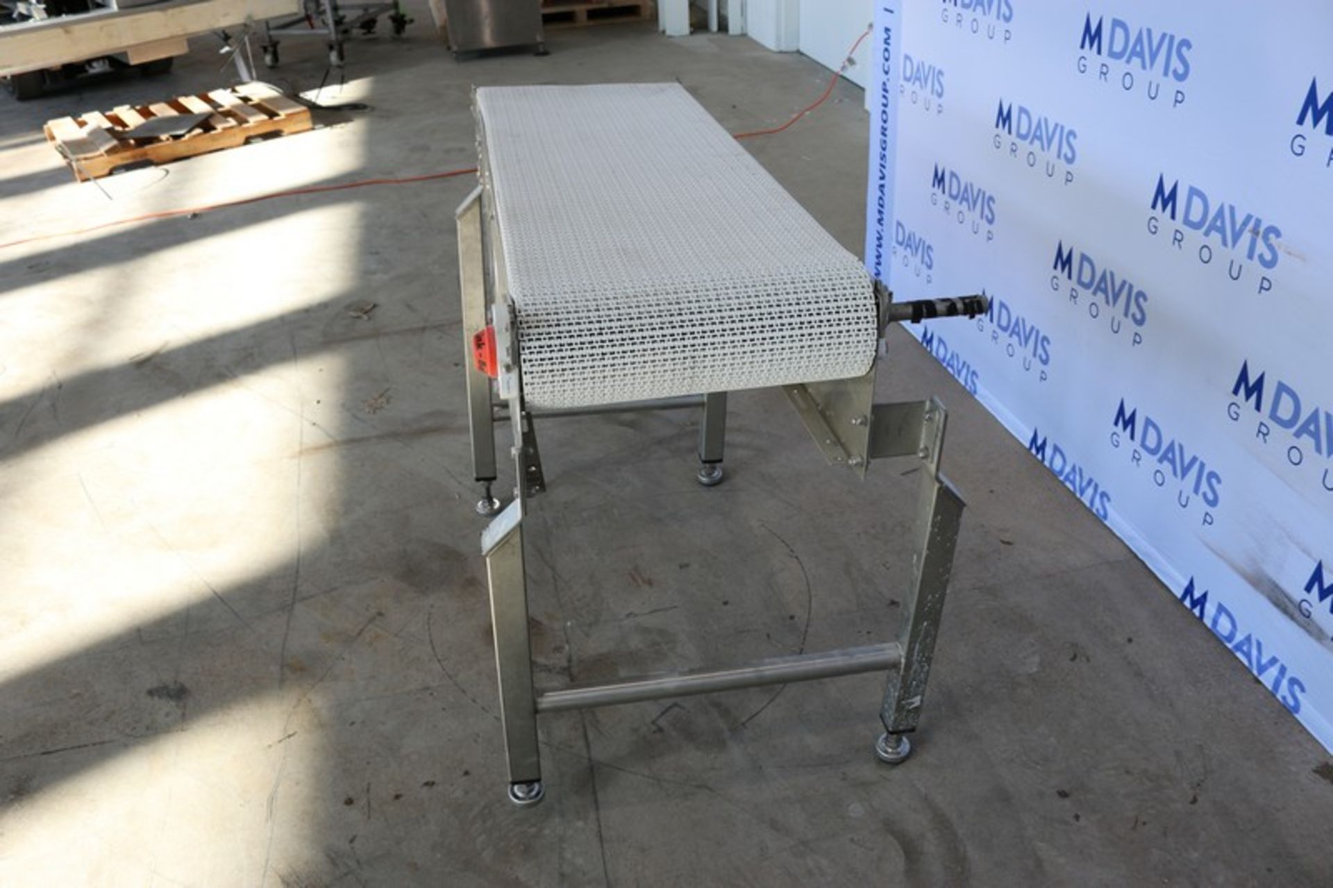 Straight Section of S/S Conveyor,with White Interlock Belt, Aprox. 55" L x 18" H Belt, Mounted on - Bild 8 aus 8