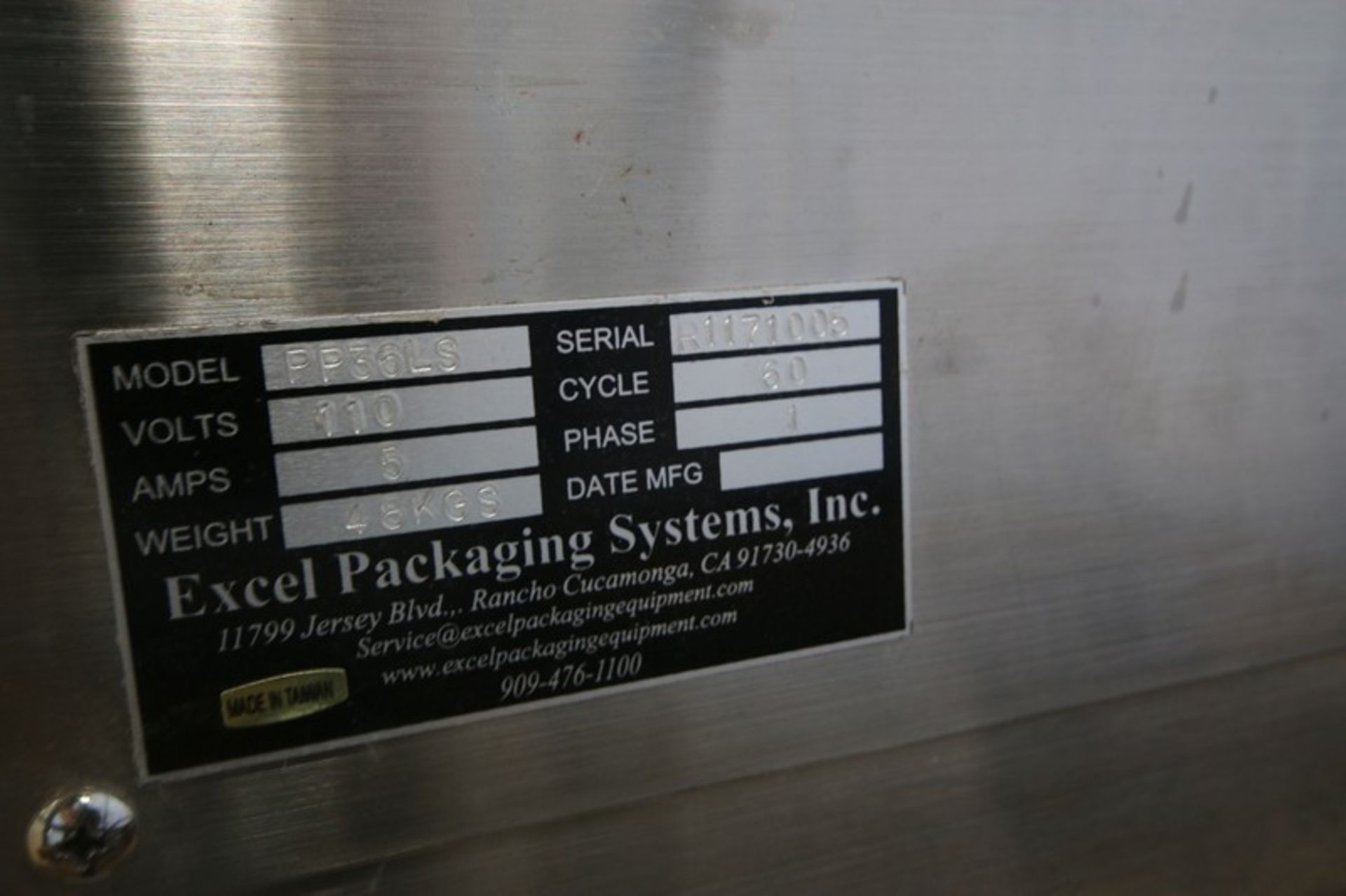 Excel Packaging Systems Inc. 36" Dia. S/SAccumulation Table, M/N PP36LS, S/N R1171005, 110 Volts, - Image 3 of 6