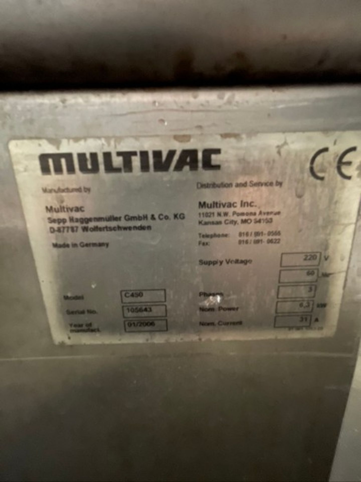 MULTIVAC CHAMBER SEALER, MODEL C450,S/N 105643, CHAMBER APPROX. 26" X 22", ONBOARD VACUUM PUMP, - Image 23 of 23