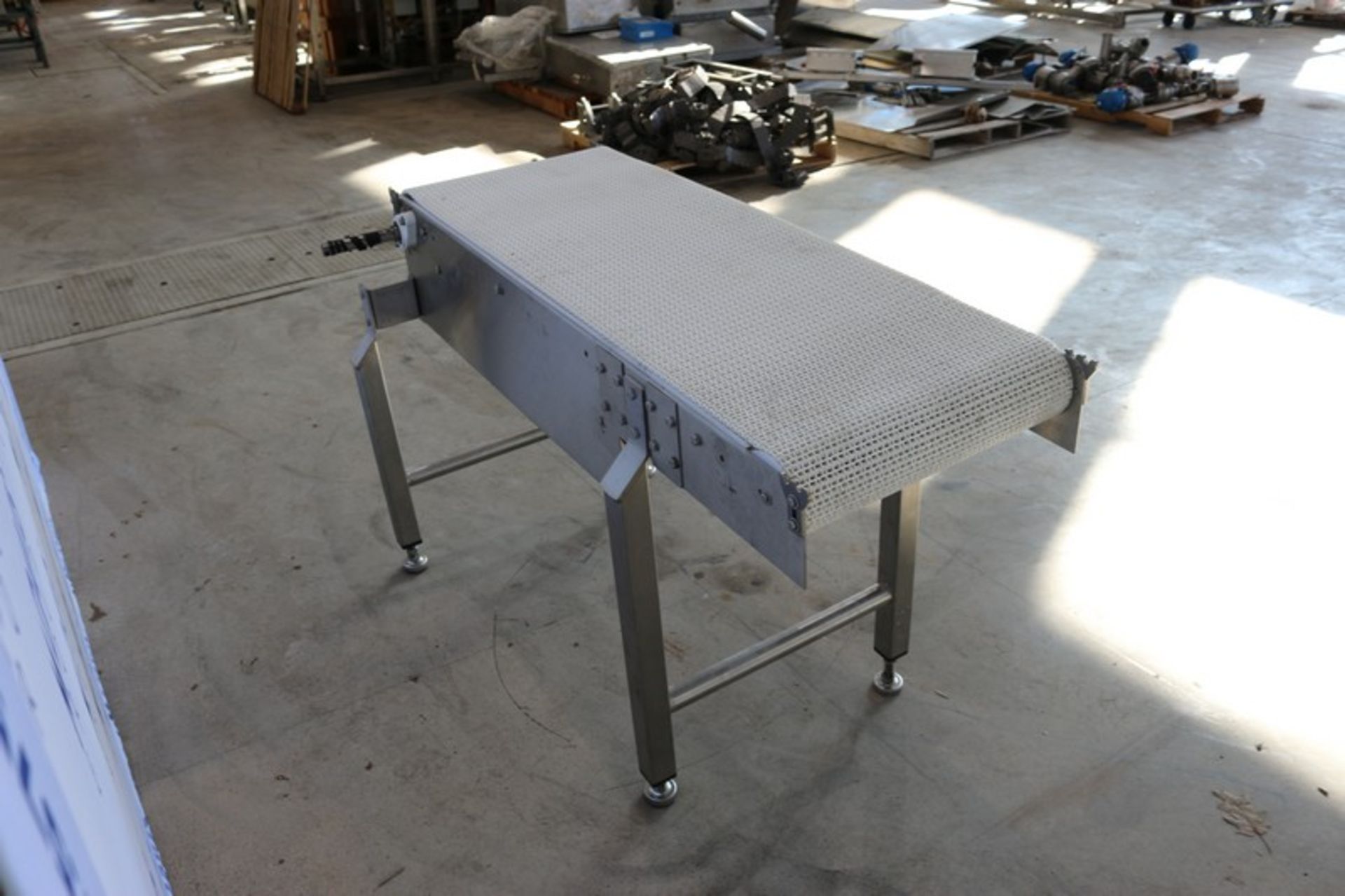 Straight Section of S/S Conveyor,with White Interlock Belt, Aprox. 55" L x 18" H Belt, Mounted on - Image 5 of 8