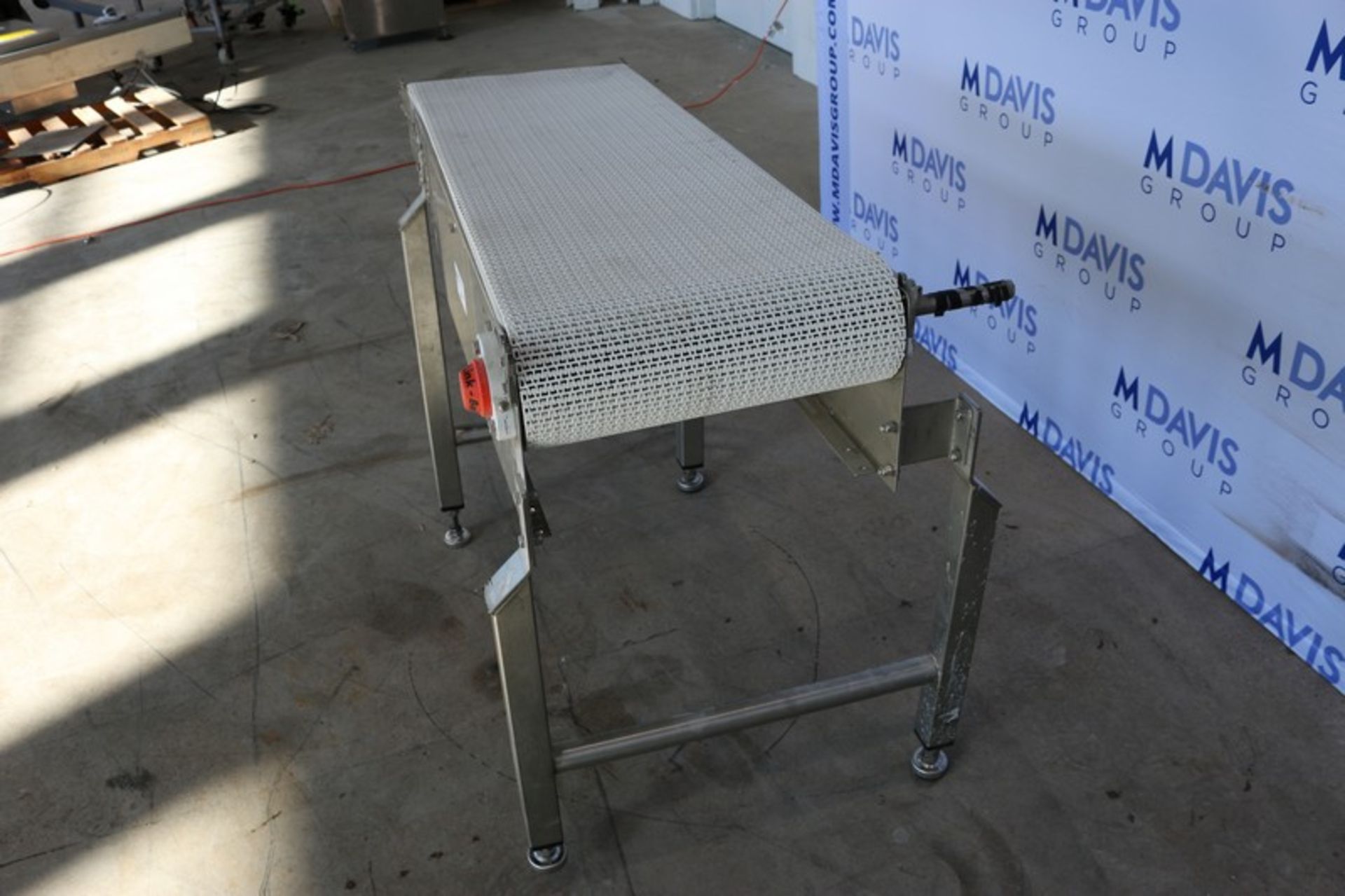 Straight Section of S/S Conveyor,with White Interlock Belt, Aprox. 55" L x 18" H Belt, Mounted on - Bild 7 aus 8