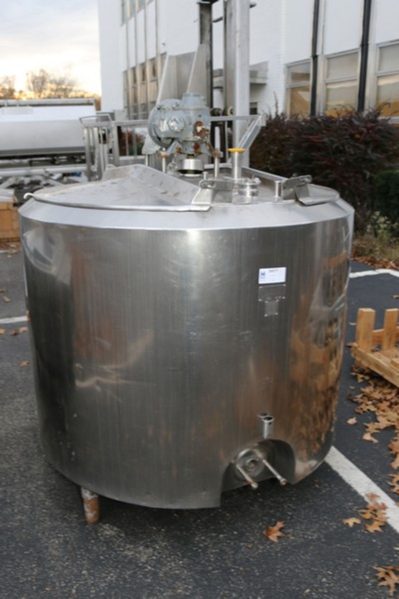 Creamery Package 300 Gal. Insulated Vertical S/STank, S/N 8117, with Top Mounted Agitation Motor,
