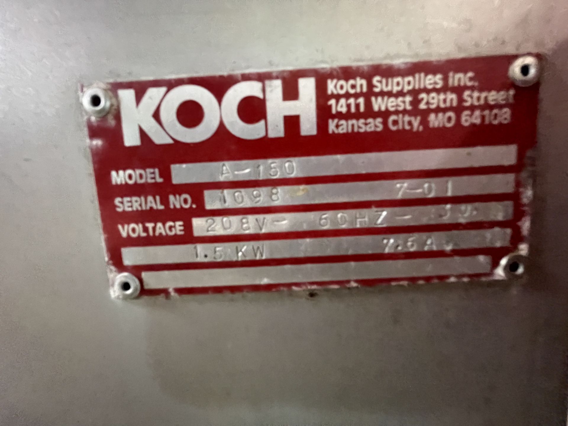 KOCH 5-CUBIC FOOT TILTING PADDLE BLENDER, MODEL A-150, S/N 1098 7-01, PORTABLE UNIT MOUNTED ON - Image 6 of 18