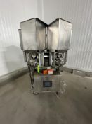 OHLSON 6-STATION PORTABLE S/S SEASONING BINS WITH SYNTRON MAGNETIC FEEDERS, MODEL 6 MI, S/N 2062,