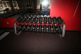 55-100 lbs. Rubber Dumbbells with Rack (LOCATED @ 200 Allegheny River Blvd. Verona, PA 15147)