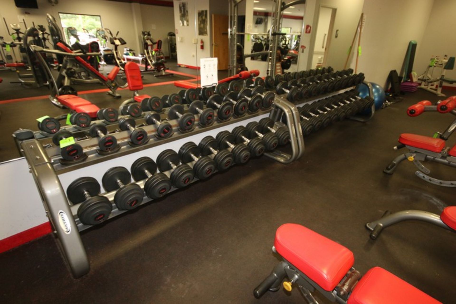 Rubber Dumbbells, Weight Range: 5-100 lbs., with (2) Matrix Dumbbell Racks, Rack Dims.: Aprox. 8'