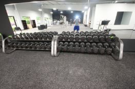 Rubber Dumbbells, Weight Range: 5-100 lbs., with (2) Matrix Dumbbell Racks, Rack Dims.: Aprox. 8'