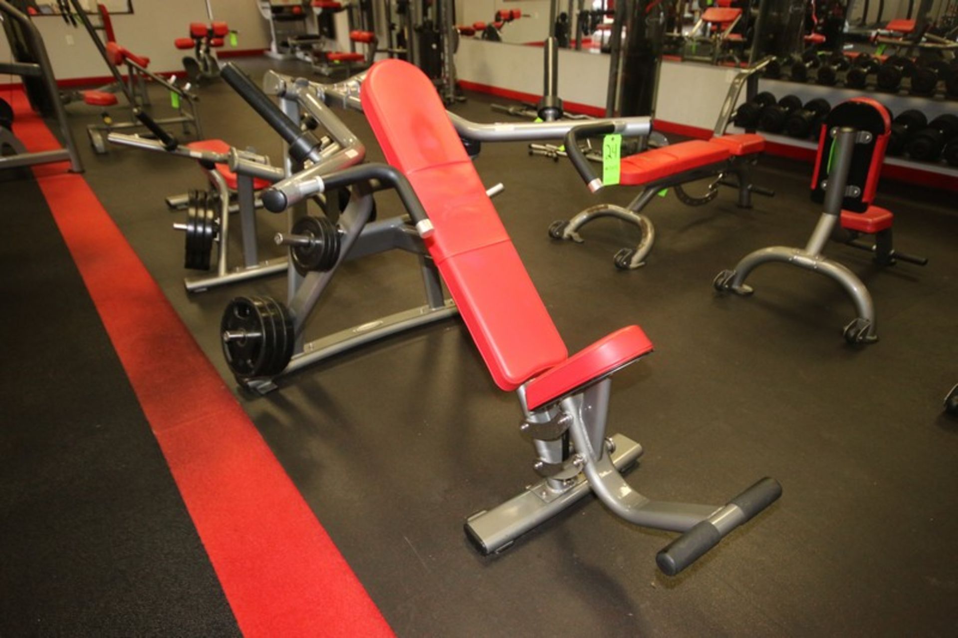Matrix Incline Press, with (6) 25 lbs. Plates, (6) 5 lbs. Plates, Overall Dims.: Aprox. 75" L x