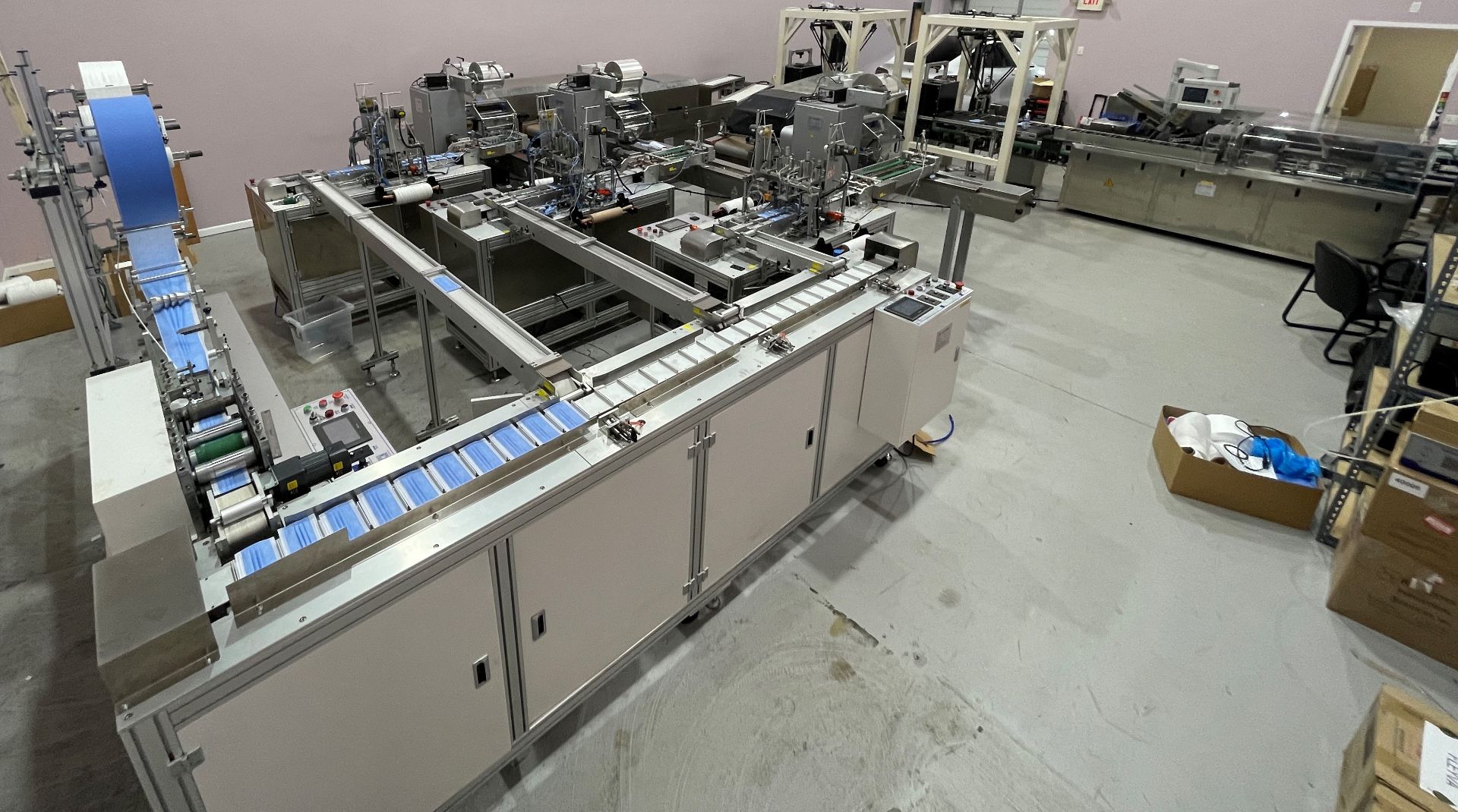 COMPLETE PACKAGE: 2020 3-Ply Disposable Medical Mask Assembly & Packaging Line Equipment, Includes: - Image 24 of 150