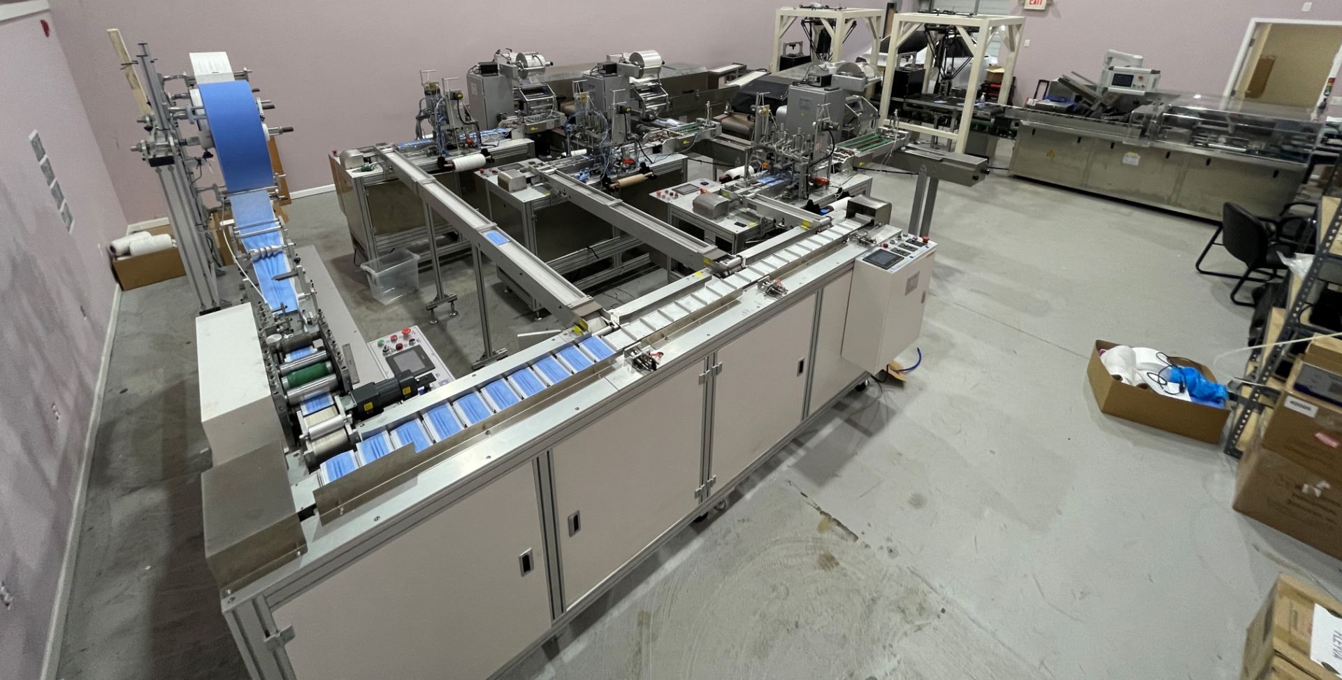 COMPLETE PACKAGE: 2020 3-Ply Disposable Medical Mask Assembly & Packaging Line Equipment, Includes: - Image 28 of 150