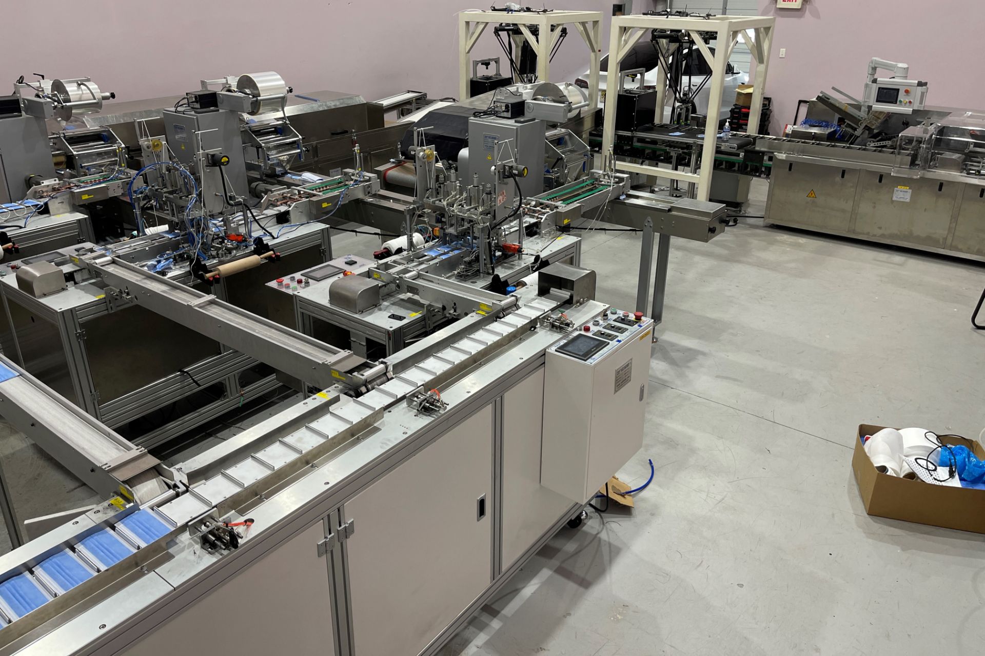COMPLETE PACKAGE: 2020 3-Ply Disposable Medical Mask Assembly & Packaging Line Equipment, Includes: - Image 3 of 150