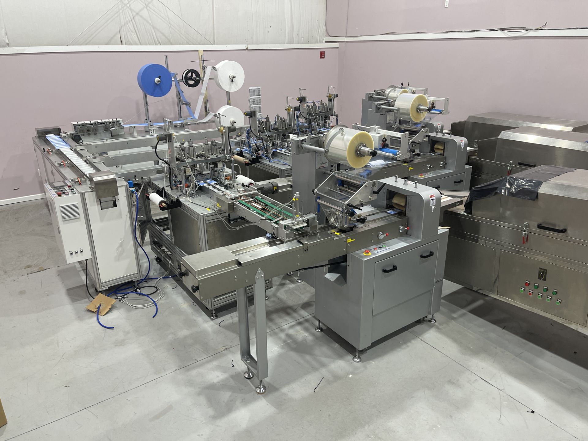 COMPLETE PACKAGE: 2020 3-Ply Disposable Medical Mask Assembly & Packaging Line Equipment, Includes: - Image 51 of 150