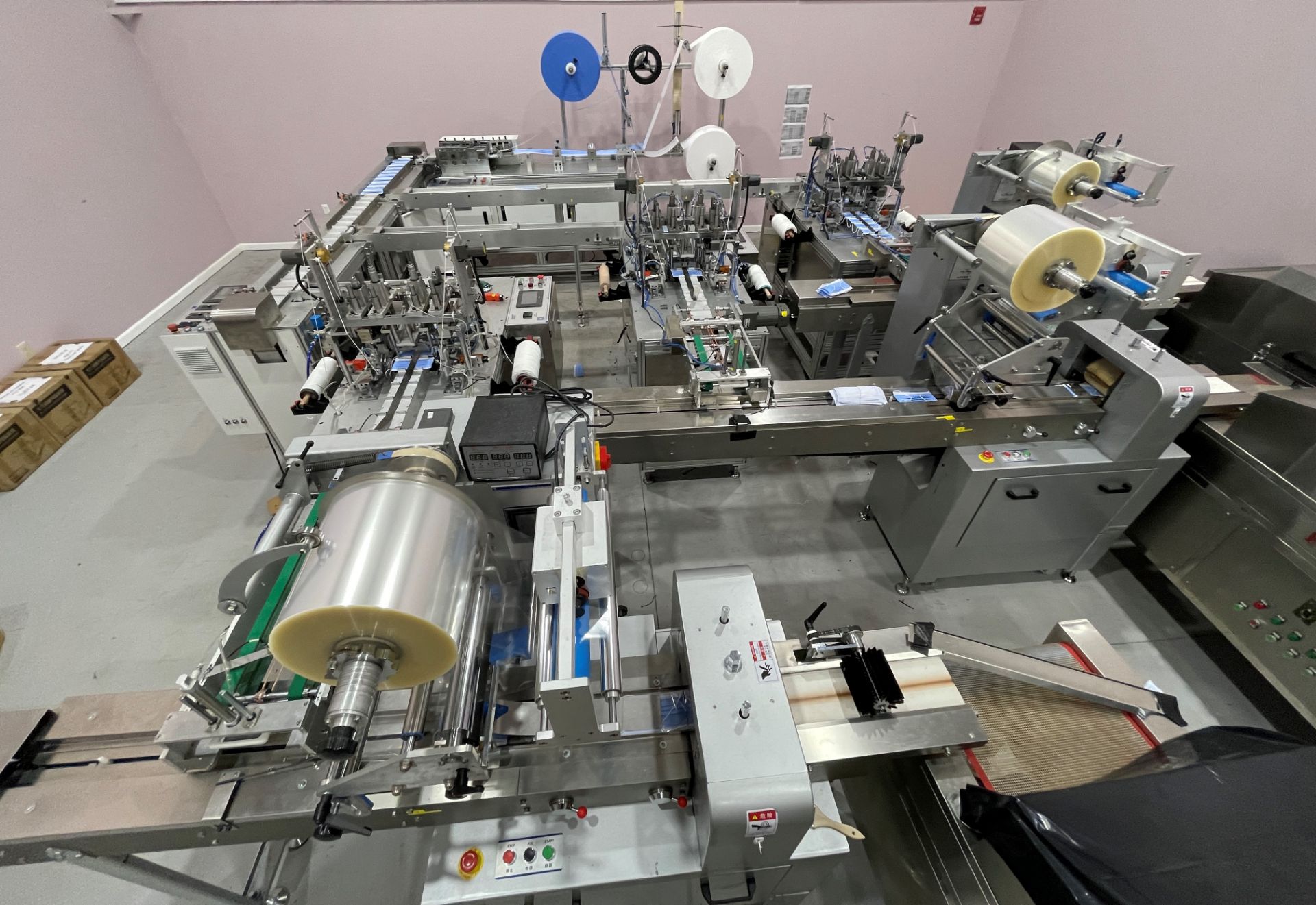 COMPLETE PACKAGE: 2020 3-Ply Disposable Medical Mask Assembly & Packaging Line Equipment, Includes: - Image 22 of 150