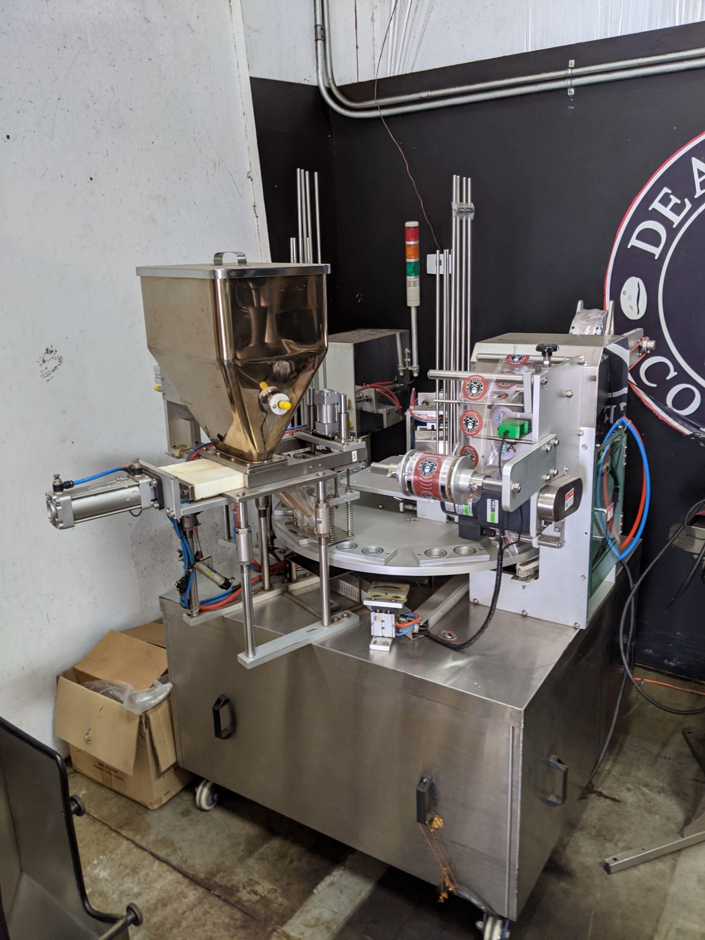 PACIFIC BAG COMPANY 2-CUP K-CUP MACHINE, MODEL PBIDEAS-2C ROTARY (LOCATED IN CLIFTON PARK, NY)