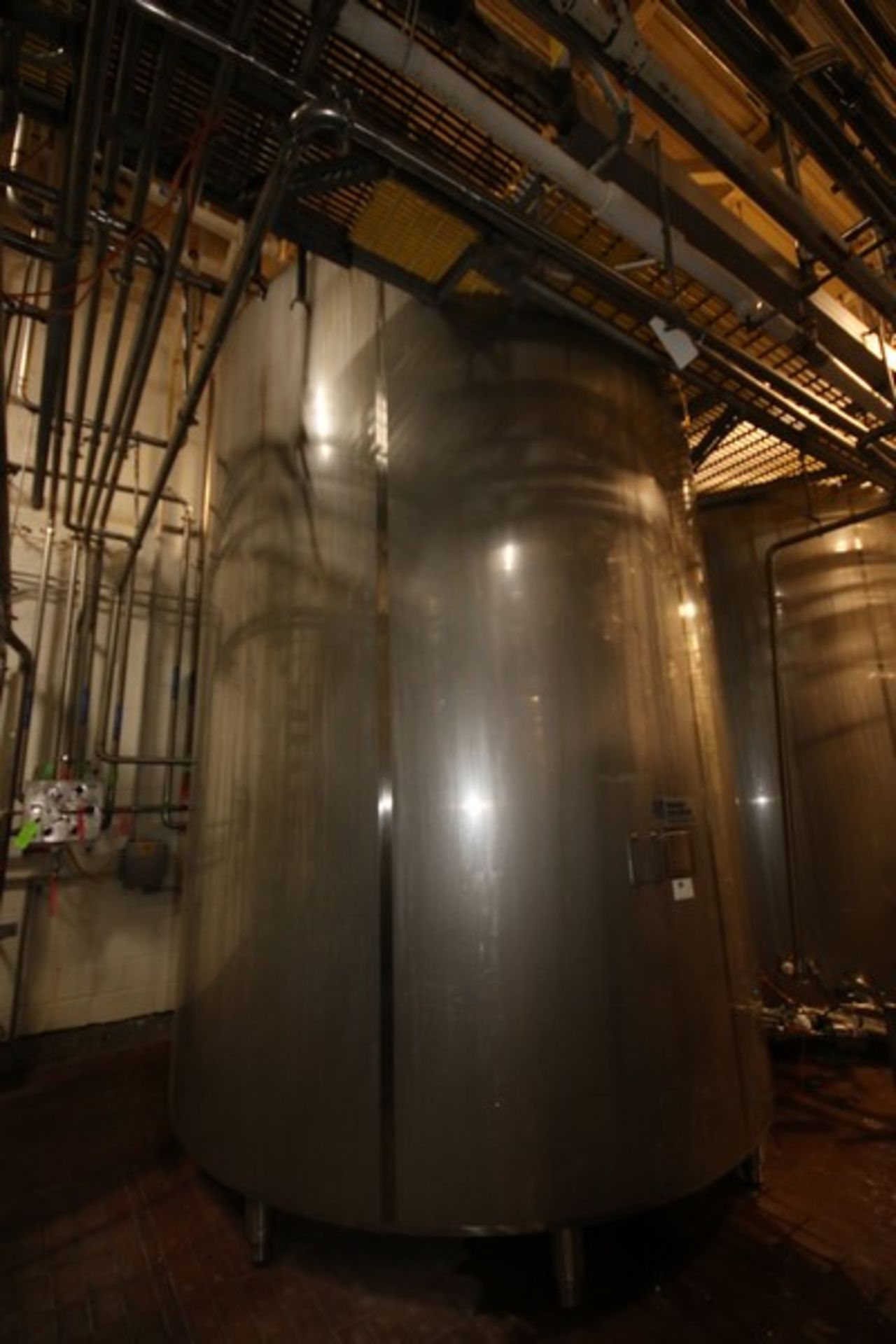 Cherry-Burrell 7,500 Gal. Vertical Jacketed Tank, S/N E-218-97, Max. Working Pressure, Heat