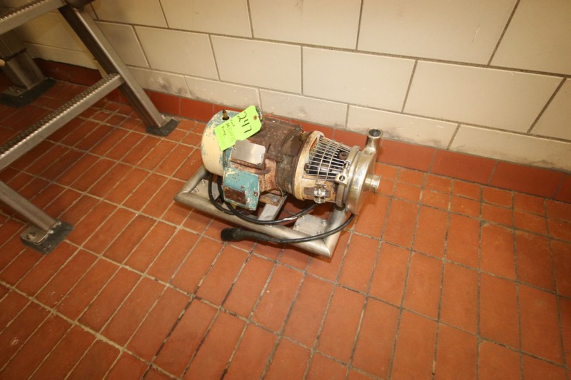 Tri-Clover 5 hp Centrifugal Pump, with 2" x 1-1/2" Clamp Type Inlet/Outlet Pump Head, with 3480