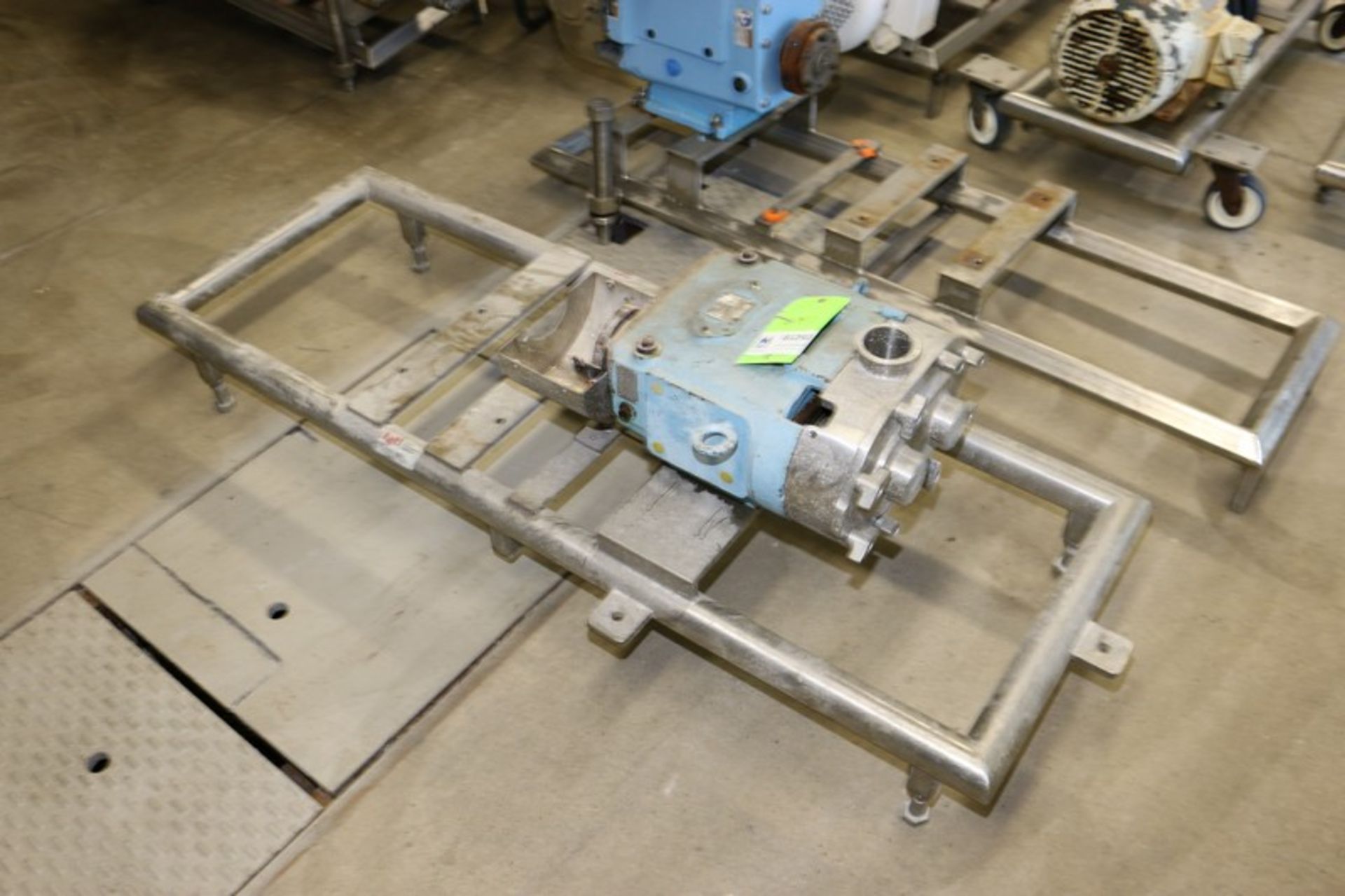 Waukesha Positive Displacement Pump Head, M/N 60, S/N 135108, with Aprox. 2" Inlet/Outlet, Mounted