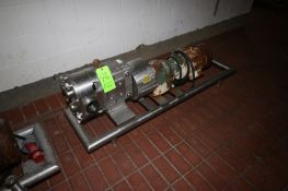 Waukesha Cherry Burrell 5 hp Positive Displacement Pump, M/N 130, S/N 186918 96, with Aprox. 3"
