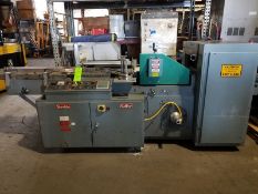 Shanklin F-1 automatic shrink wrapper, serial F9483, volt 230, 11-phase, PLC, belted infeed random