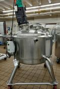 DCI 150 Gal. S/S Mixing Kettle, with 55 PSI Steam Jacket, with Lightnin Mixer, Mounted on Portable