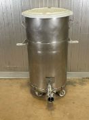 55 Gal. S/S Single Wall Portable Tank, with Aprox. 3" Sanitary Valve & Fitting, with Lid (Auction