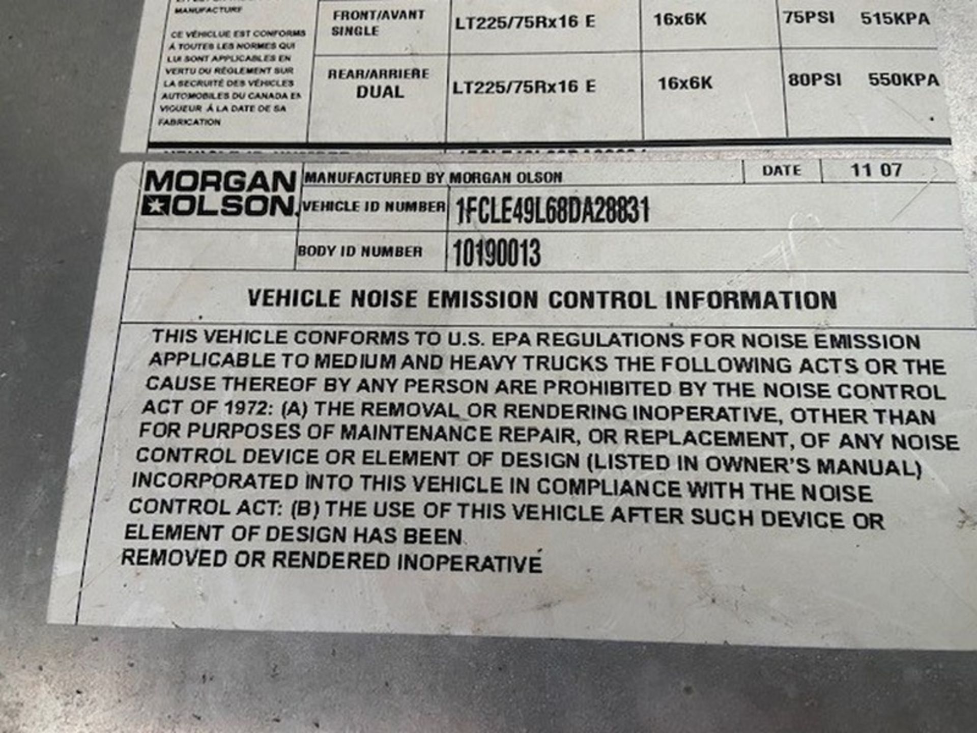 2007 Morgan Olson Ford Food Truck, Vehicle I.D. 1FCLE49L68DA28831, Body I.D. 10190013, Wheel - Image 21 of 29