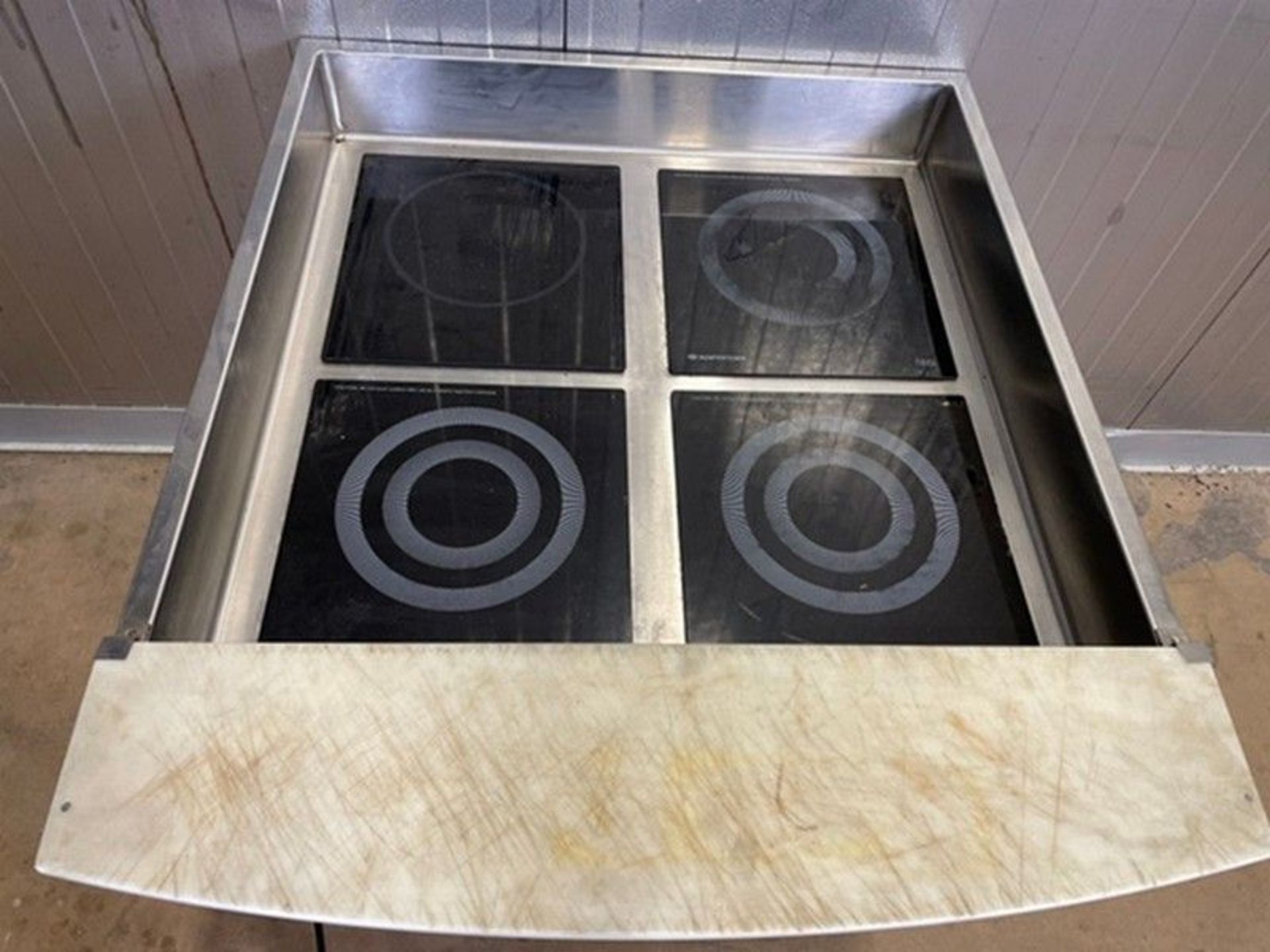 Kevry Corp. 4-Burner Cooktop with Cutting Board, S/N 04T00486, Mounted on S/S Cart with Casters ( - Image 5 of 6