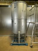 700 Gal. Single Wall S/S Tank, with Aprox. 2.5" Sanitary Outlet, with Conical Bottom (Auction ID