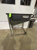 PORTABLE BEAN HOPPER, MOUNTED ON CASTERS, APPROX. OVERALL DIMS: 44" L X 34" W X 54" H Rigging,