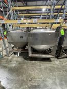 (3) S/S PORTABLE CONE-BOTTOM TOTES / BINS WITH GATE VALVES, APPROX. DIMS: 44" DIA X 56" TO BOTTOM OF