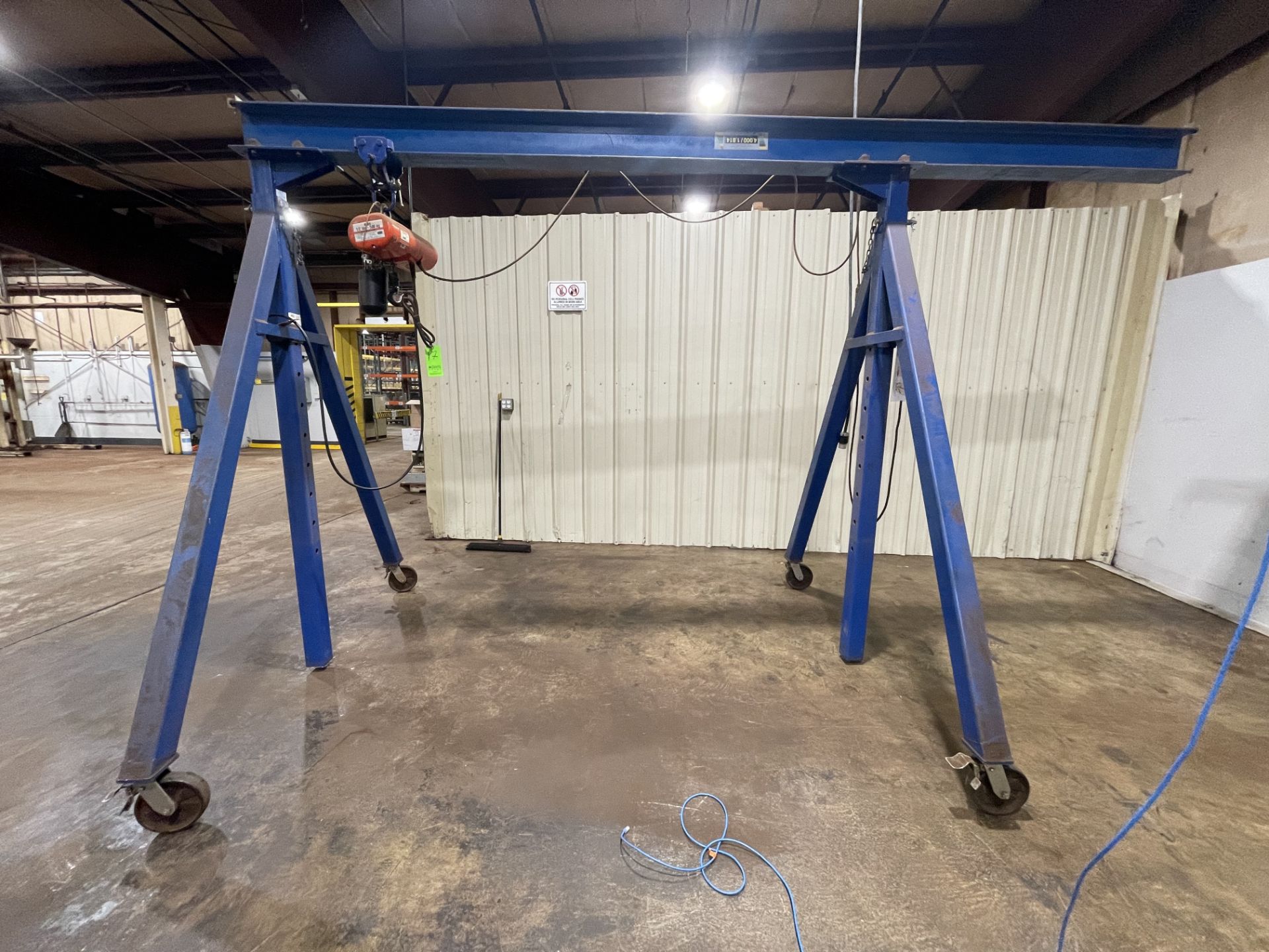 VESTIL PORTABLE GANTRY CRANE, MODEL AHS-4-15-15-TLC, 4,000 LBS CAPACITY, WITH LODESTAR 1/2 TON - Image 2 of 8