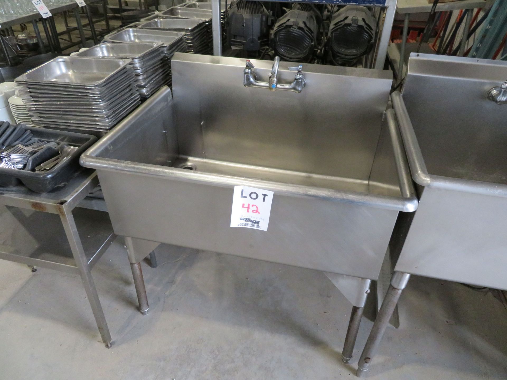 Stainless steel sink approx. 39"w x 28"d x 34"h