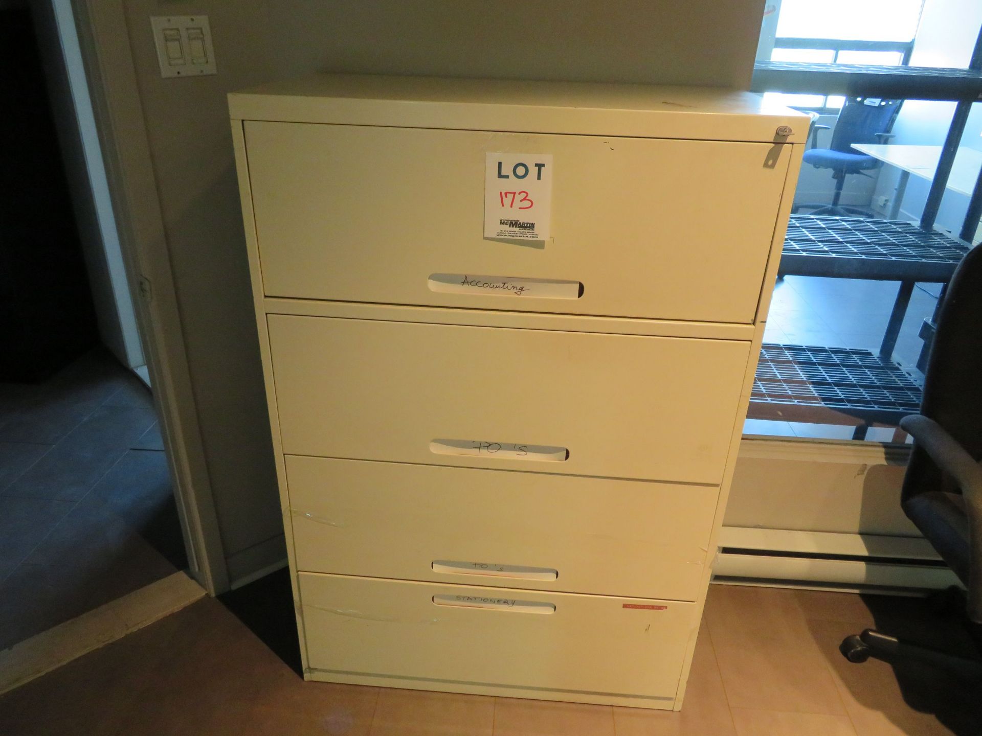 LOT including (1) lateral 4 drawer cabinet