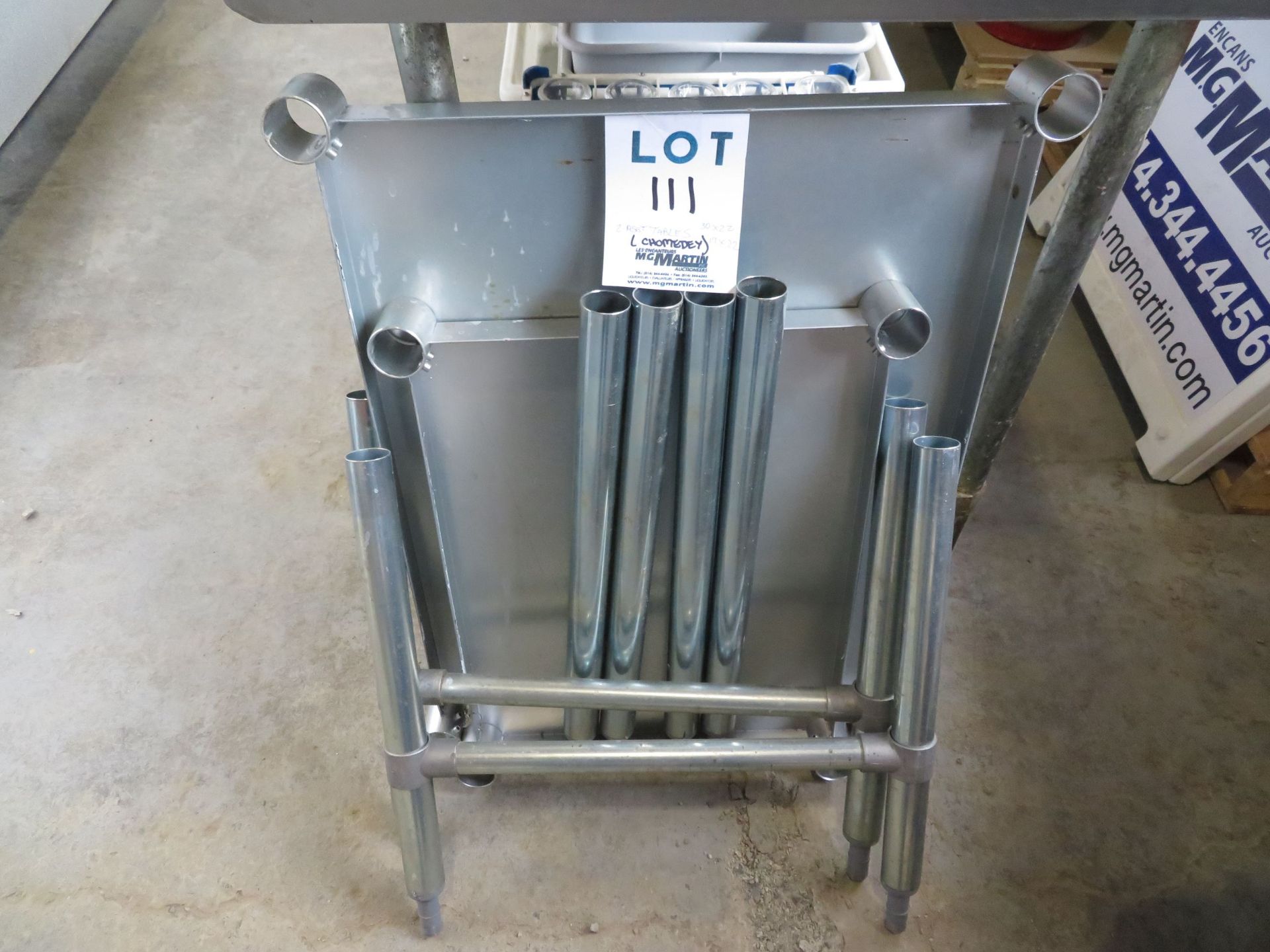 LOT including (2) assorted stainless steel tables (AS IS ) 30" x 22" & 17" x 22"