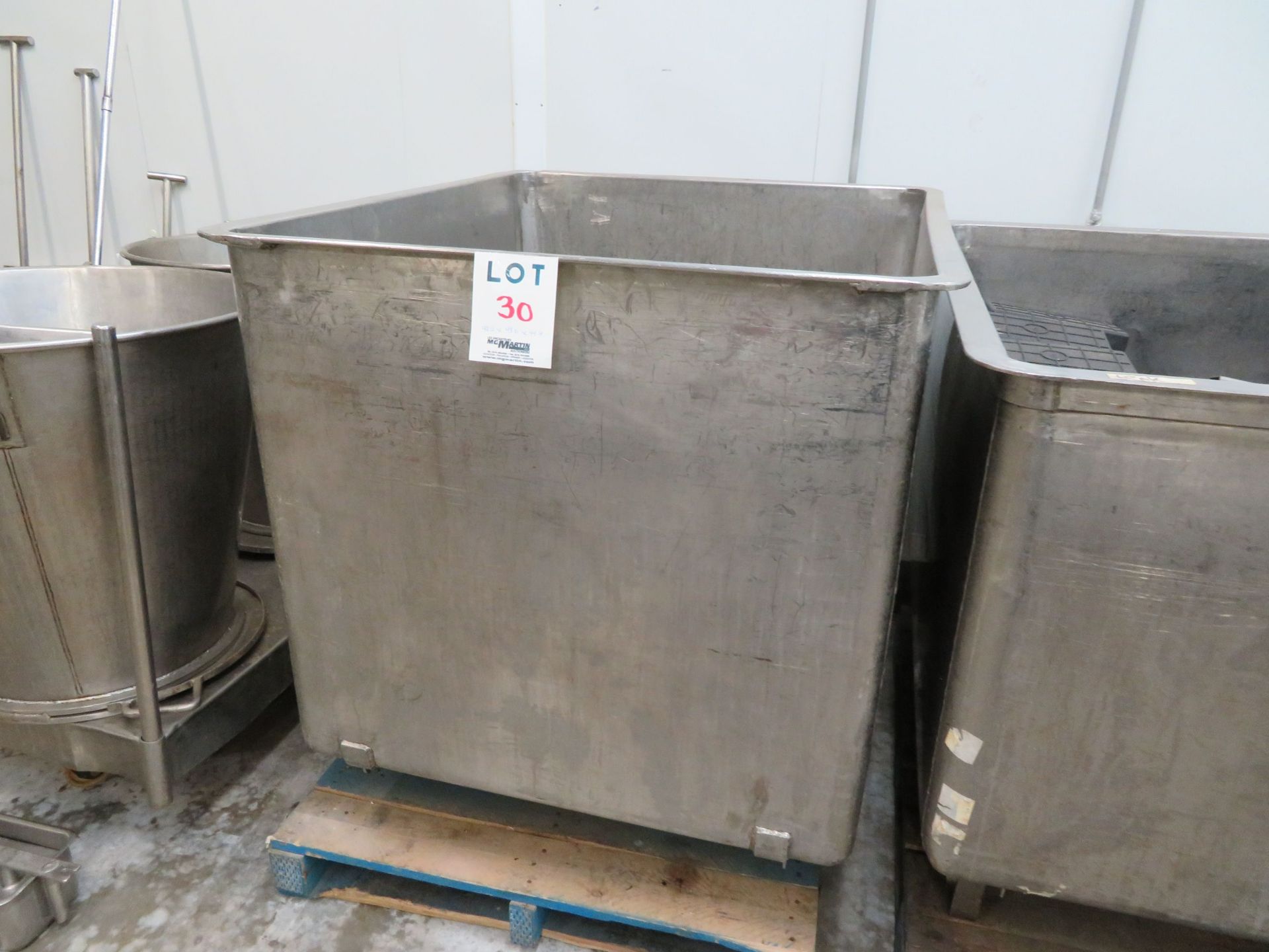 Stainless steel tub approx. 42"w x 48'd x 44"h