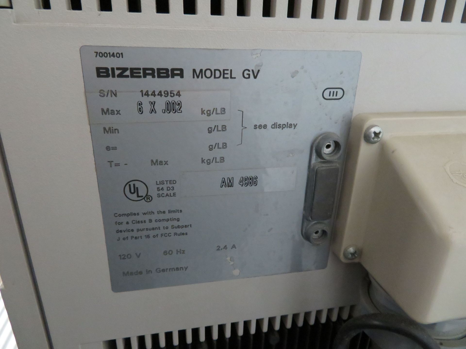 BIZERBA scale machine, Mod: GV, 120 Volts, 60 HZ - Image 5 of 6