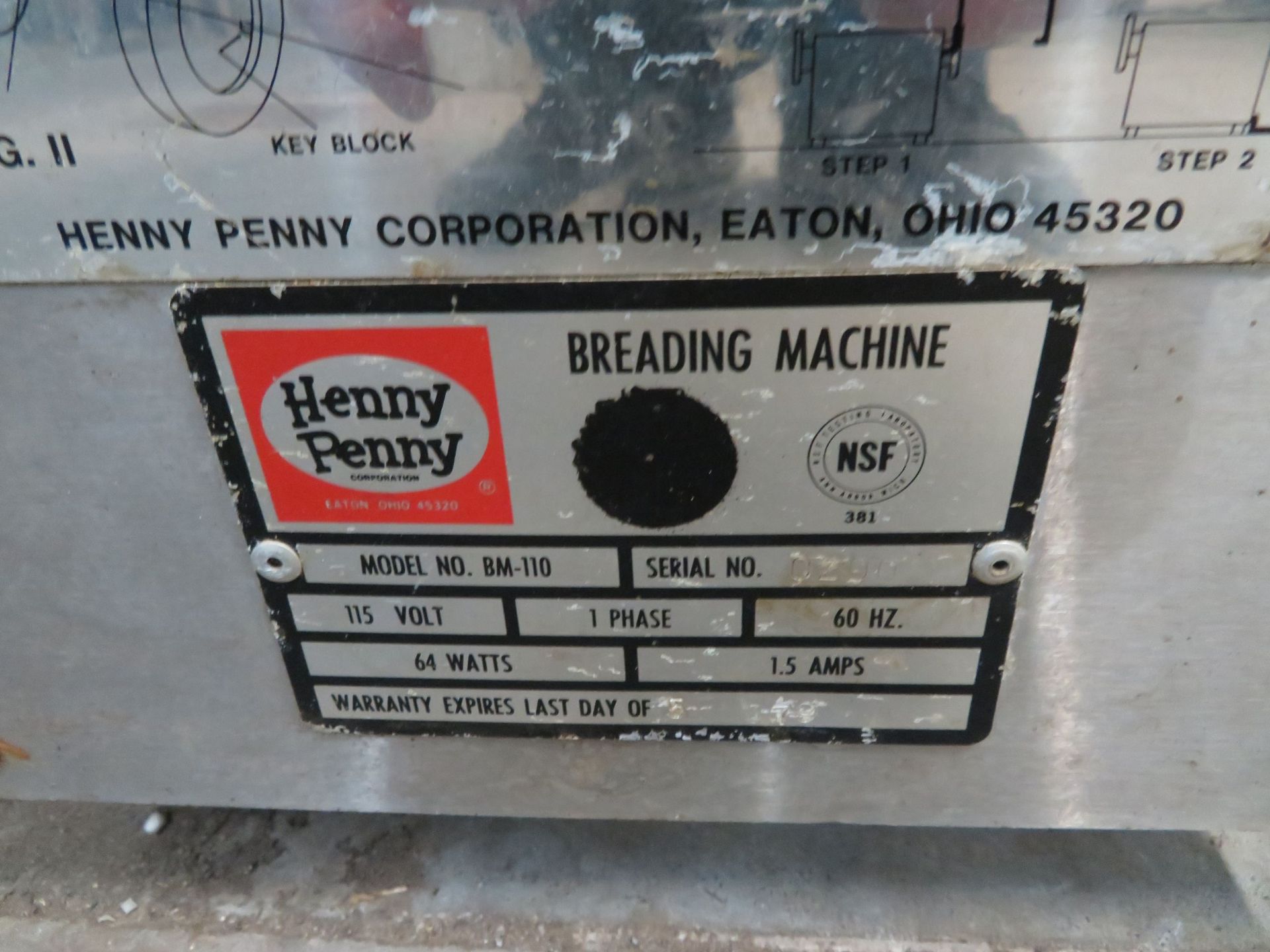 HENNY PENNY breading machine, Mod: BM-110, 115 Volts, 1 phase - Image 2 of 3