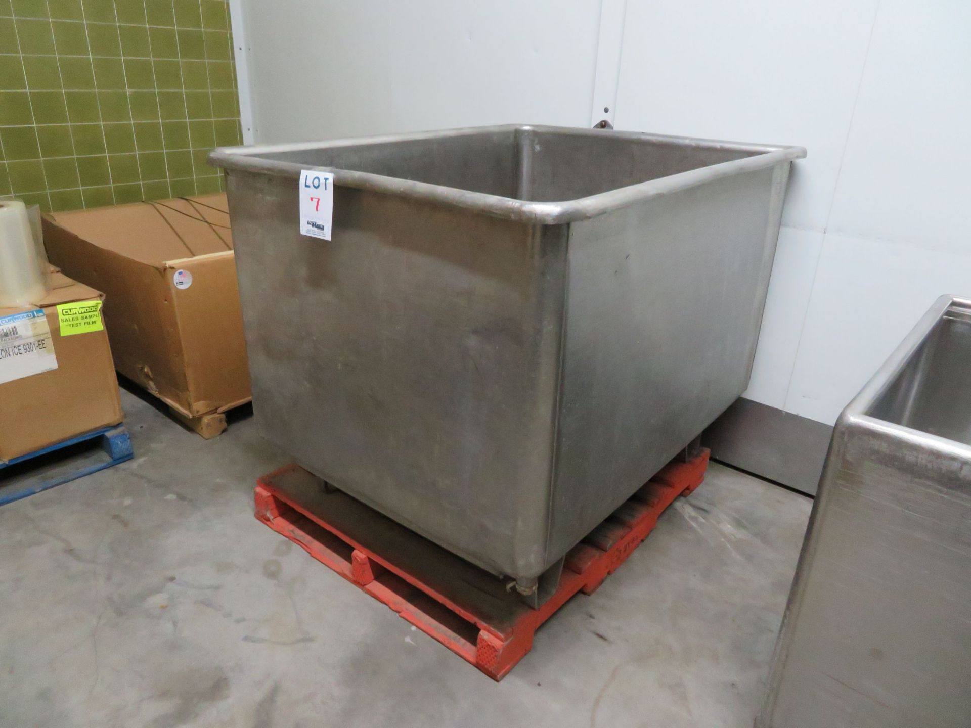 Stainless steel tub approx. 54"w x 44"d x 41"h