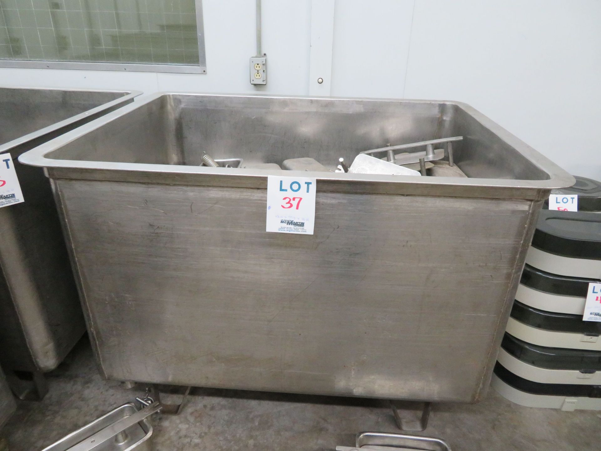 Stainless steel tub approx. 42"w x 55"d x 40"h