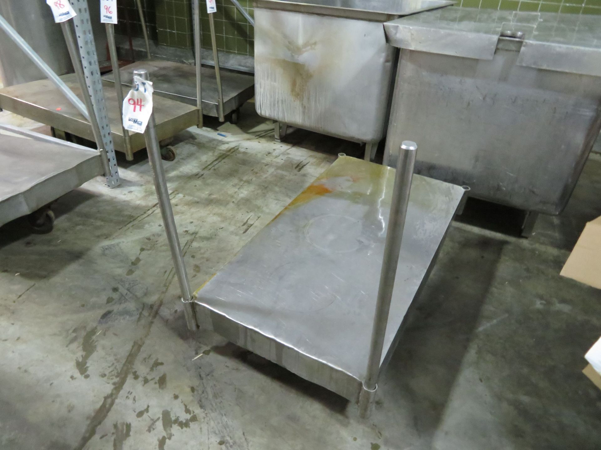 Stainless steel cart on wheels approx 27" x 51"