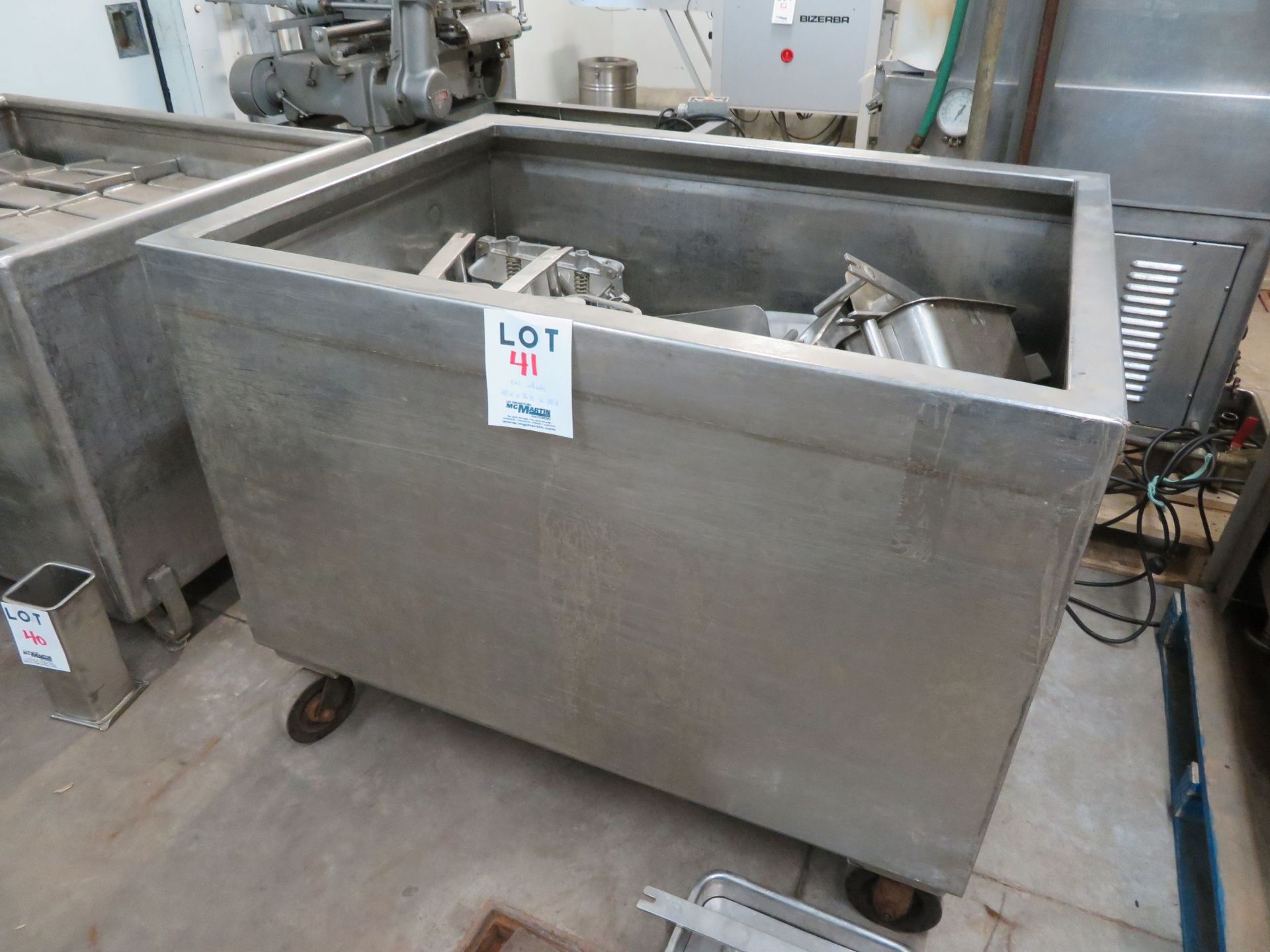 Stainless steel tub approx. 48"w x 36"d x 38"h